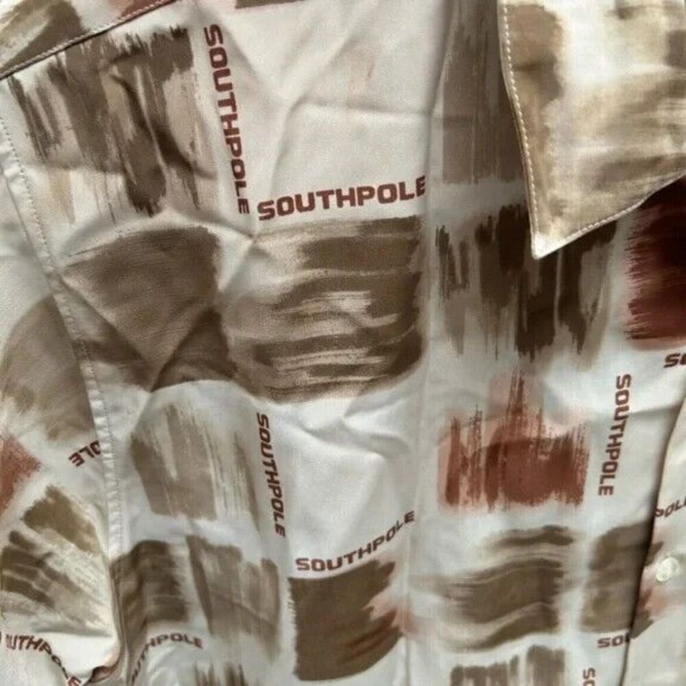 SouthPole‎ South Pole Logo Spell Out Short Sleeved Polyester Shirt Size XL